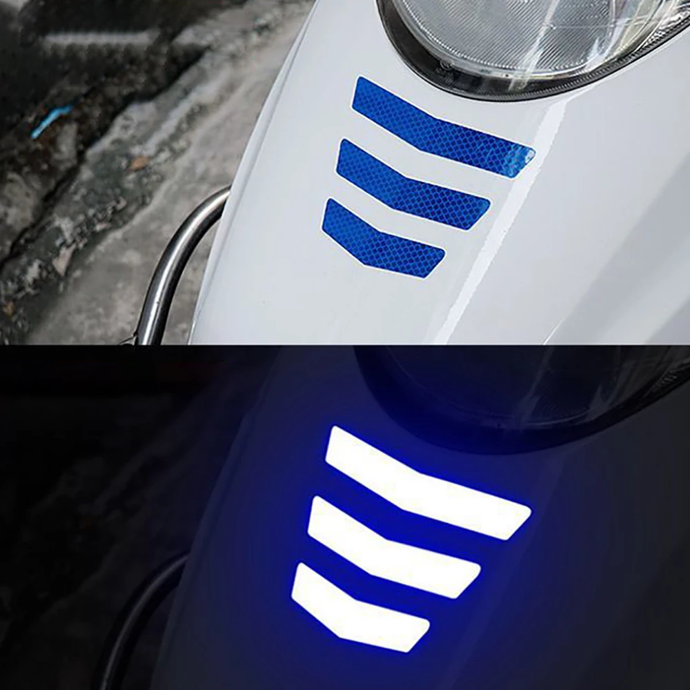 3pcs/set Motorcycle Stickers Tail Fender Bumper Decal Adhesive Tape Reflective Warning Trapezoidal Arrow for Car Truck Bike