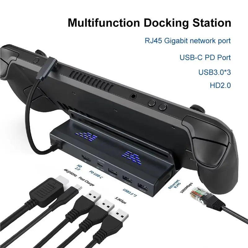 AED6-For Steam Deck Dock Station Base Hub حامل لرسو السفن متعدد الوظائف تحويل الفيديو لشاحن وحدة التحكم في الألعاب Steamdeck