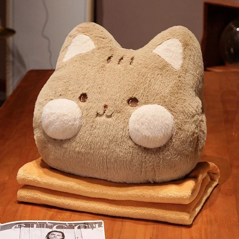Cartoon Warm Hand Pillow Blanket 3-in-1, Office Car Nap Pillow Folding Flange Velvet Blanket, Soft, Comfortable and Practical