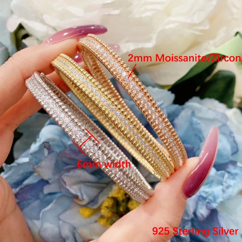 BXINY GRA Certified All Moissanite Bangles 925 Sterling Silver Plate 18K Gold Lab Diamond Bracelet for Women Party Gifts Jewelry