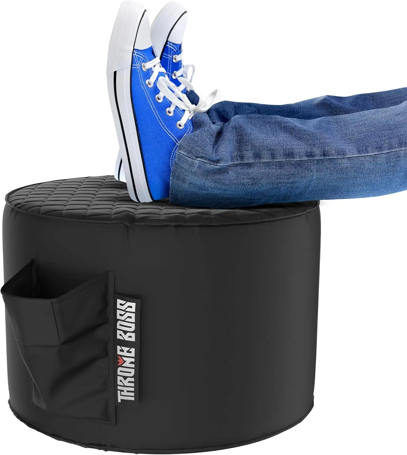 

Gaming Footstool [Cover Only No Filling] - Matching Bean Bag Chair Pouf/Ottoman - Round Gamer Foot Stool Footrest With Drink