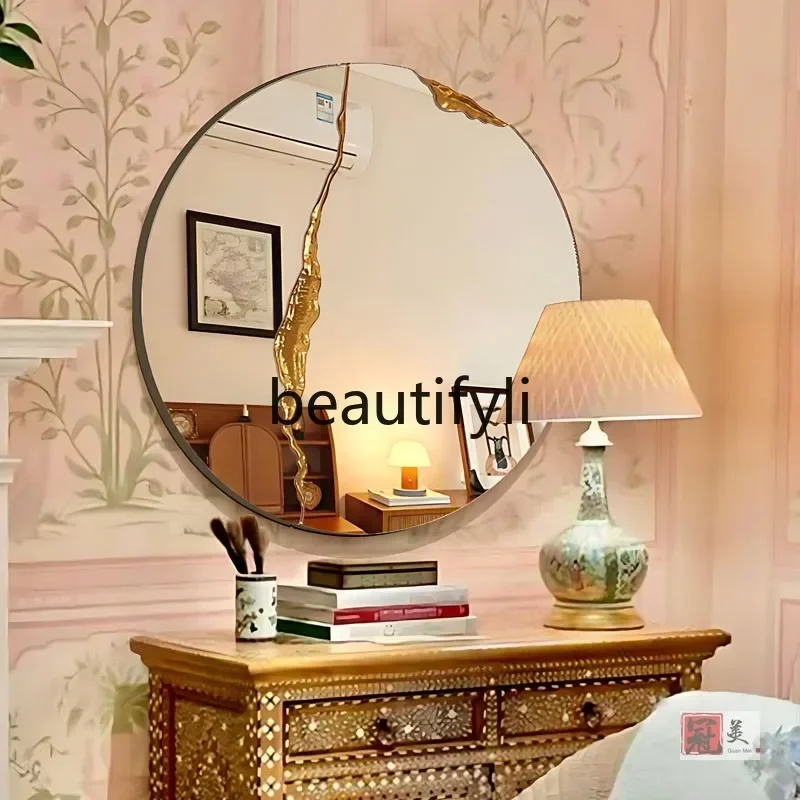 

ssK178 ss25 French round living room entrance American light luxury art fireplace decorative mirror European high-end bathroom m