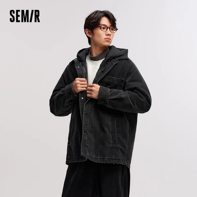 

Semir Хлопковое пальто Мужское двухсекционное джинсовое тонкое водонепроницаемое пальто оверсайз 2025 Зимняя мужская одежда Теплая верхняя одежда
