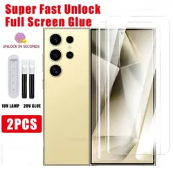 2Pcs UV Tempered Glass for Samsung Galaxy S24 S23 S22 S21 S20 Ultra Screen Protector on Samsung Note 20 Ultra Glass
