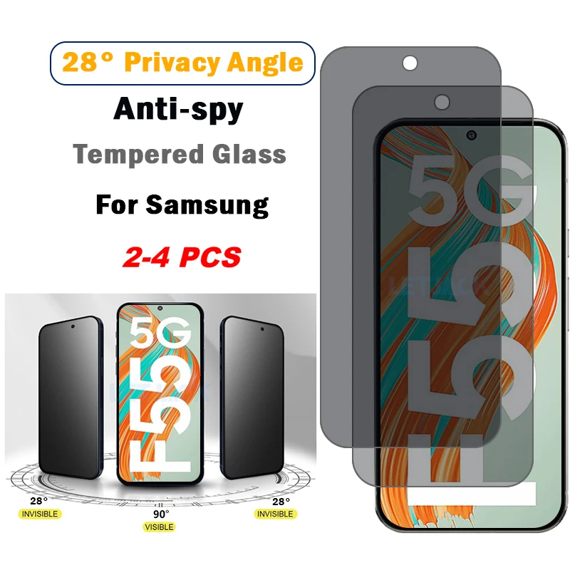 

2-4Piece Privacy Screen Protector For Samsung Galaxy F55 F15 F05 F54 F34 F14 F23 F13 F62 M62 M52 M32 M22 M51 C55 Anti-spy Glass