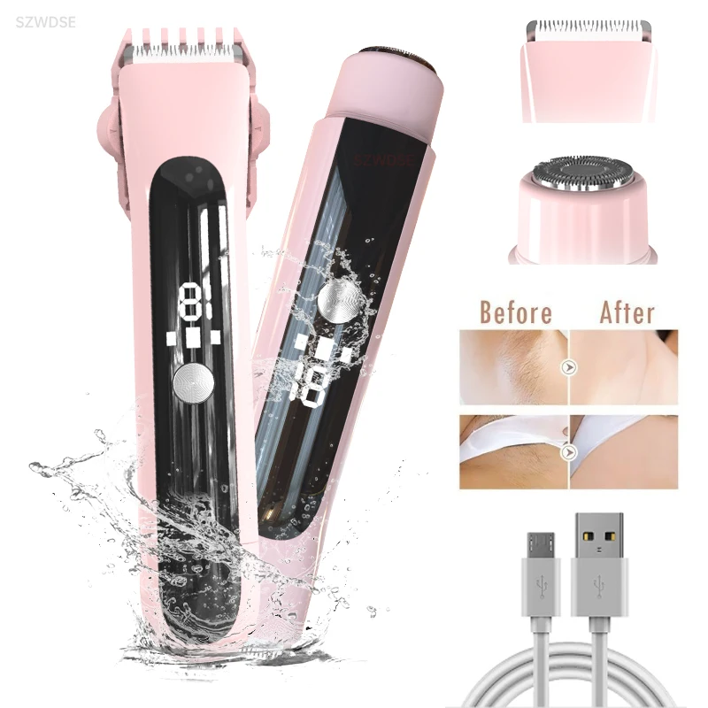 

Painless Epilator Electric Shaver for Women Bikini Trimmer Facial Mustache Hair Removal Razor Ladies Face Underarm Legs Electric