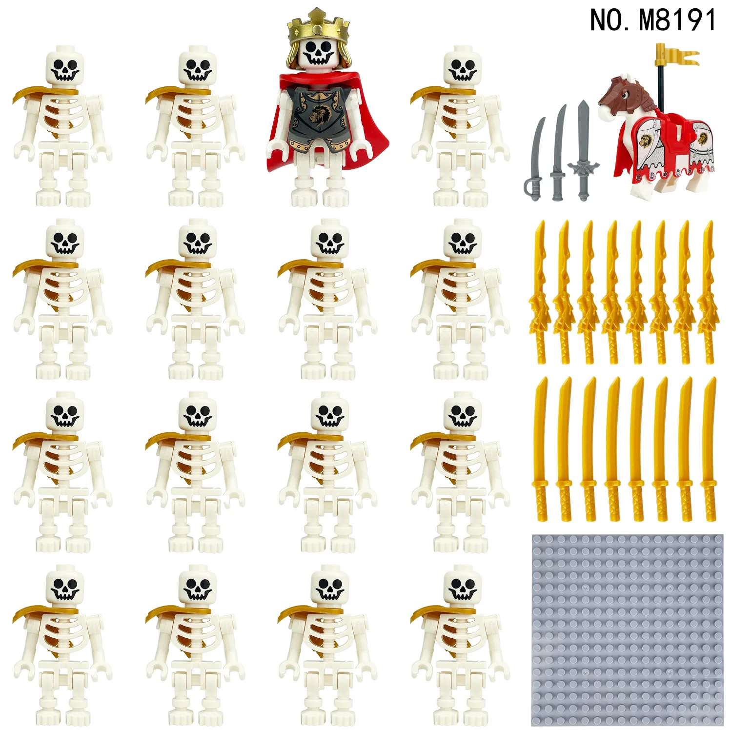 2025 Halloween avec 12 pièces chevalier médiéval squelette légion soldat Min figurines d'action ensembles accessoires briques blocs de construction jouet