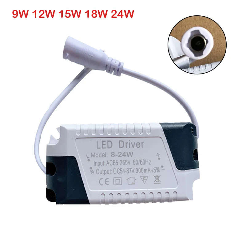 Sterownik LED AC 110V 220V do DC 24V 8-24W Panel Ceilling moc lampy Adapter do zasilacza transformatory oświetleniowe 9W 12W 18W dla światła LED