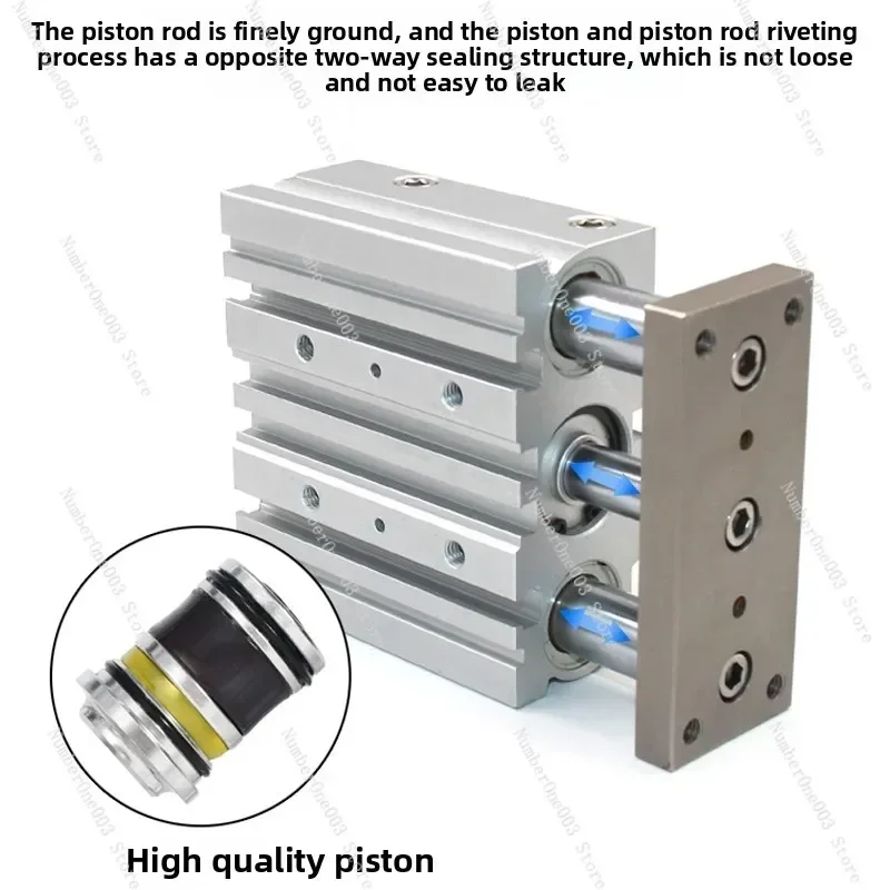 Three-Rod Three-Axis Guided Cylinder Adjustable Extended Stroke Heavy-Duty Small AIRTAC-Style Pneumatic Kit