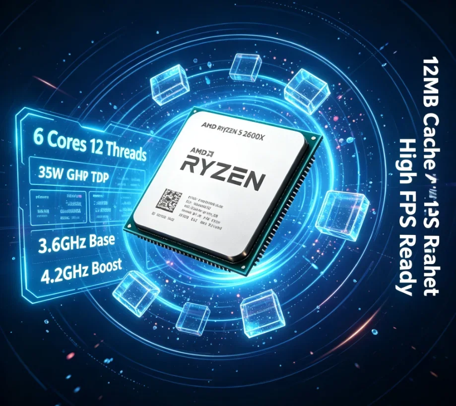 amd-ryzen-5-2600x-r5-2600x-haute-performance-6-cœurs-12-threads-am4-cpu-en-emballage-libre-entierement-teste-sans-ventilateur