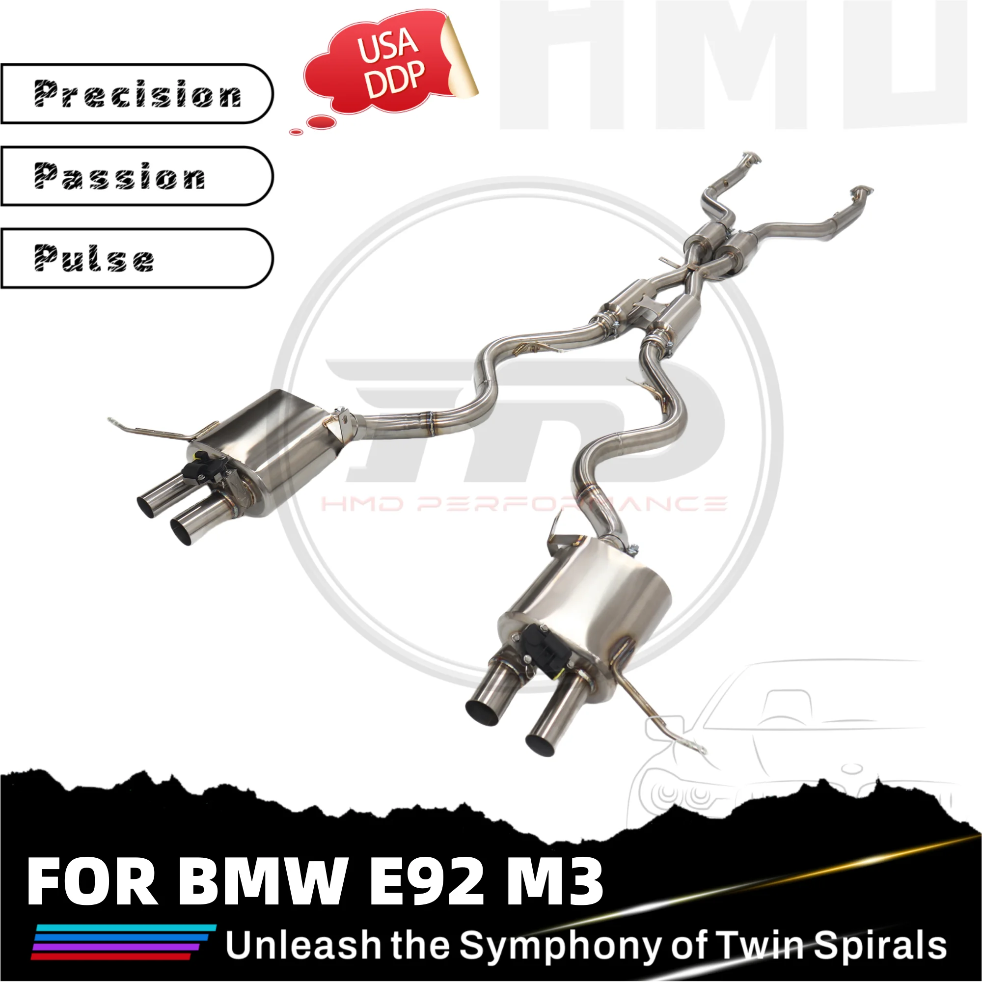 Sistema de escape HMD para BMW E92 M3 4.0L silenciador con válvula rendimiento de acero inoxidable Catback instalación sin pérdidas