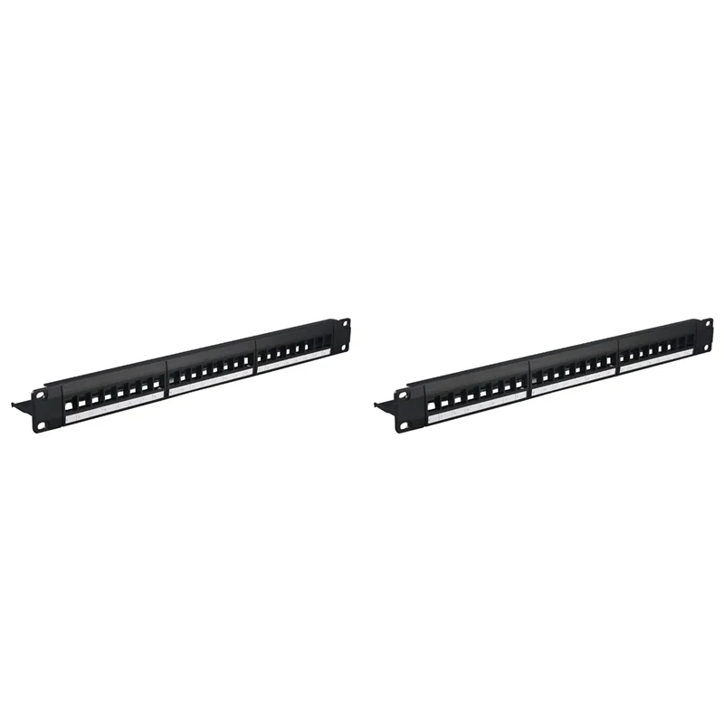 

ABT-2Pcs 19-дюймовая стойка для шкафа 1U через 24-портовую патч-панель CAT6 RJ45 Адаптер сетевого кабеля Keystone Jack Модульная панель
