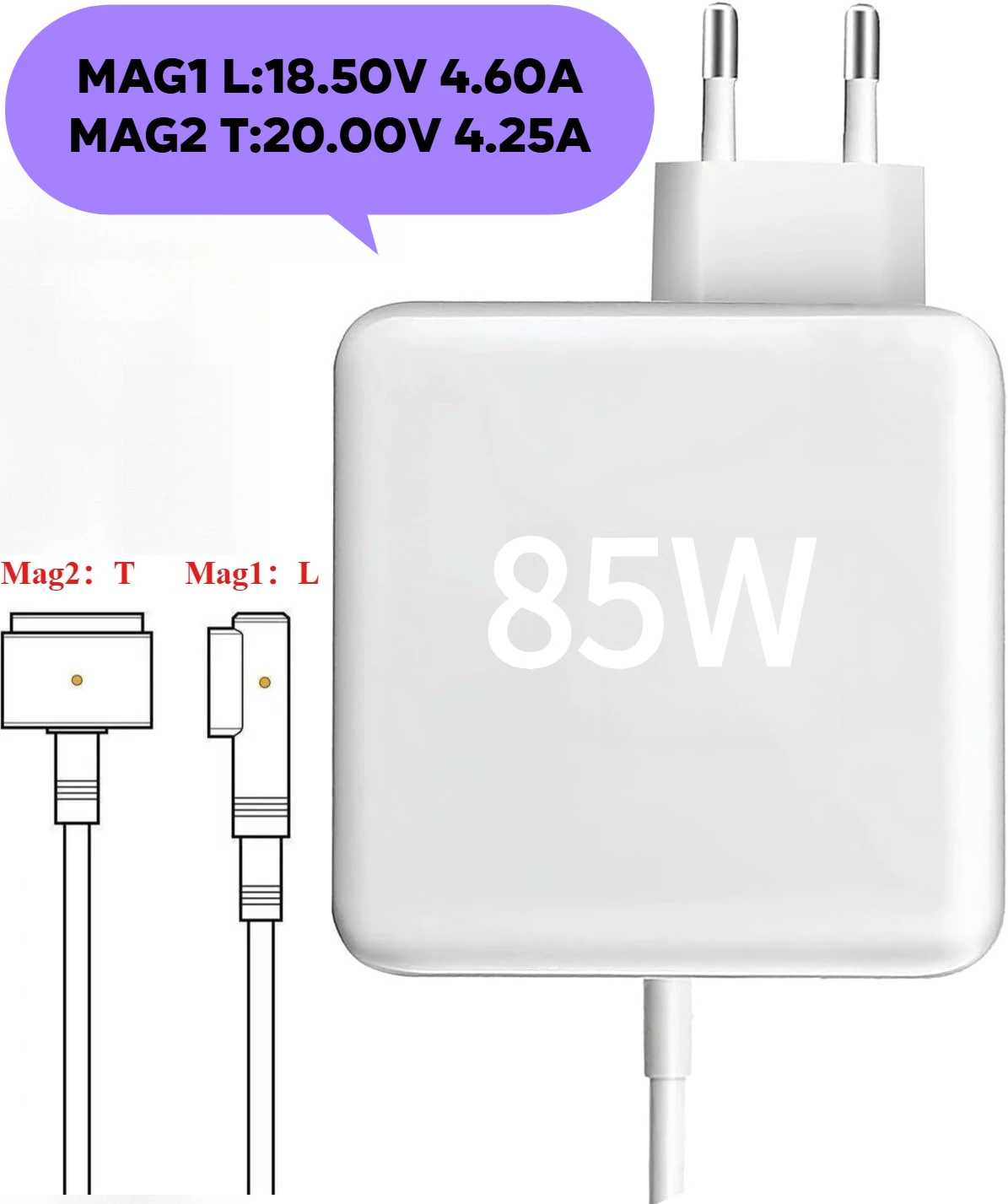 Compatible con MacBook Air 85W T/L-Tip cargador adaptadores de computadora para MacBook Pro/Air 13 "15" y 17 "modelos A1424 A1398 A1151 A1175