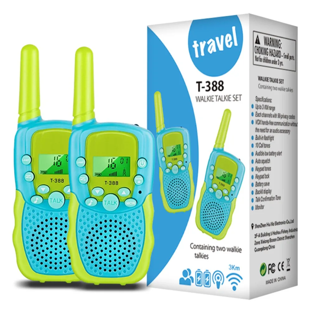 Crianças walkie talkies 3-12 anos de idade meninos meninas 22 canais brinquedos de rádio em dois sentidos com lcd retroiluminado para acampamento ao