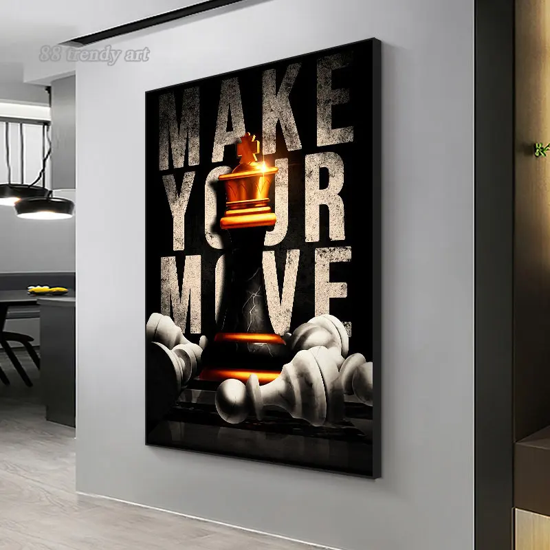 Inspirational Wall Art Picture Make Your Move Motivational Art Canvas Poster Print Wall Hanging Painting Office Home Decor Mural