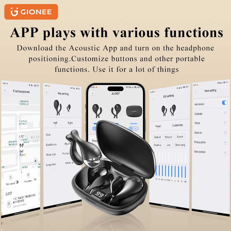 Gionee JL007 Wireless Bluetooth Headphones 5.0 with LED Display Charging Box Stereo In-Ear Sports Bluetooth Headset