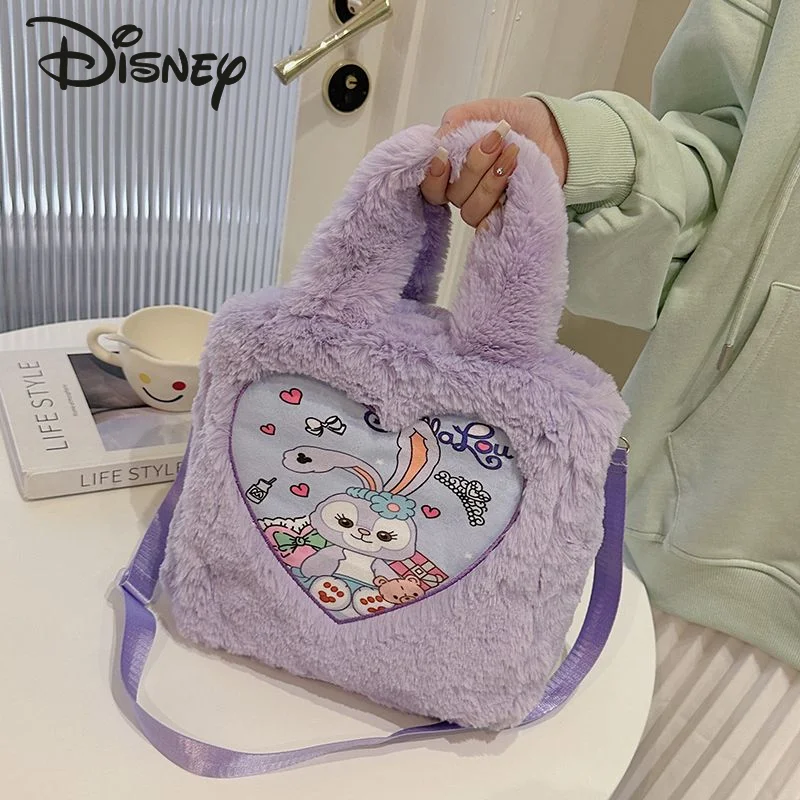 Disney Strawberry Bear New Women's Crossbody Bag Fashion Large Capacity Plush Shoulder Bag High Quality Cartoon Cute Handbag