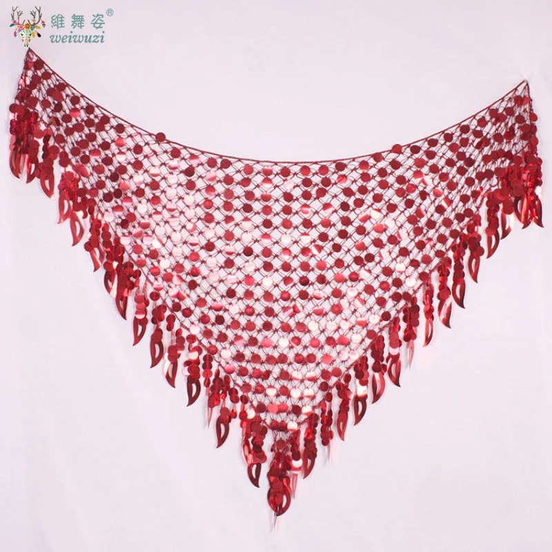 ملابس رقص البطن بلينغ تألق الترتر وشاح الورك القبلية هامش شرابة تنّورة ملفوفة حزام النساء Dancewear الإكسسوار بلون