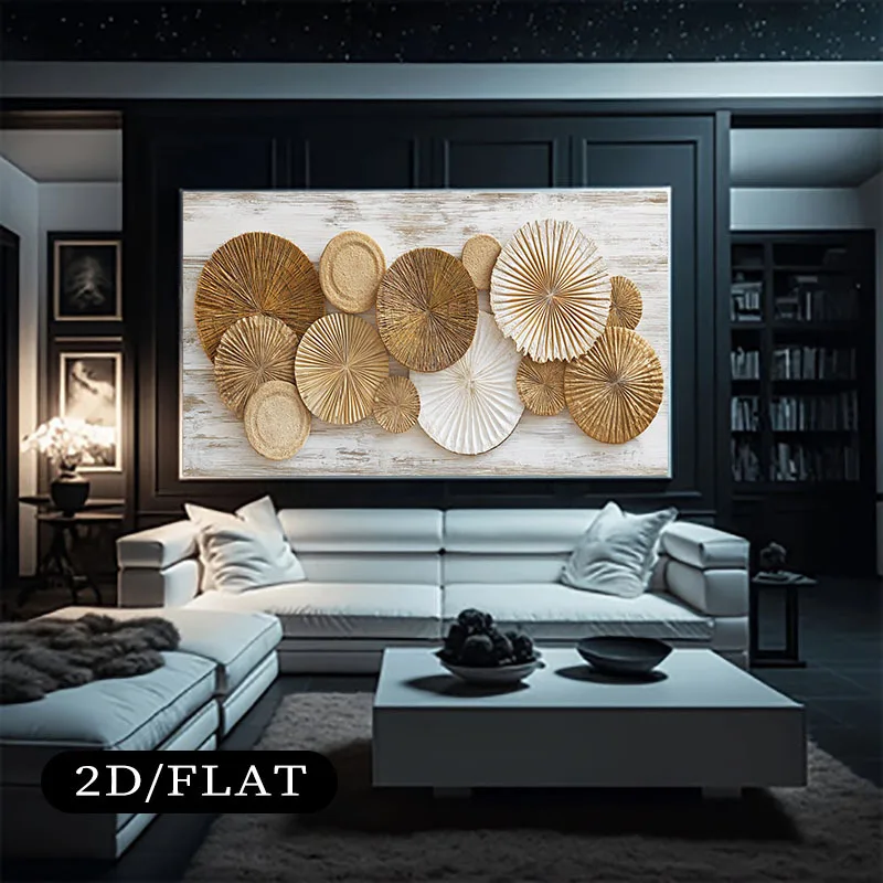 Frameless Modern Canvas Art Piece - Rattan and White -shaped Wall Decoration, Suitable for Living Rooms, Bedrooms, Offices, Rest