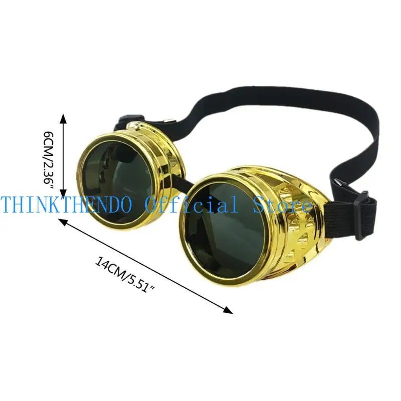 39bb verres d'Halloween Cosplay Costumes Lunes, lunettes soleil steampunk rétro pour hommes