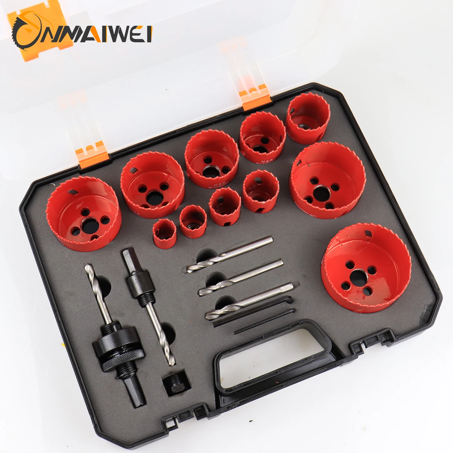 Kit de sierra perforadora bimetálica, 19 Uds., cortador de agujeros resistente con Estuche de transporte, Ideal para tableros de cornhole de Metal,