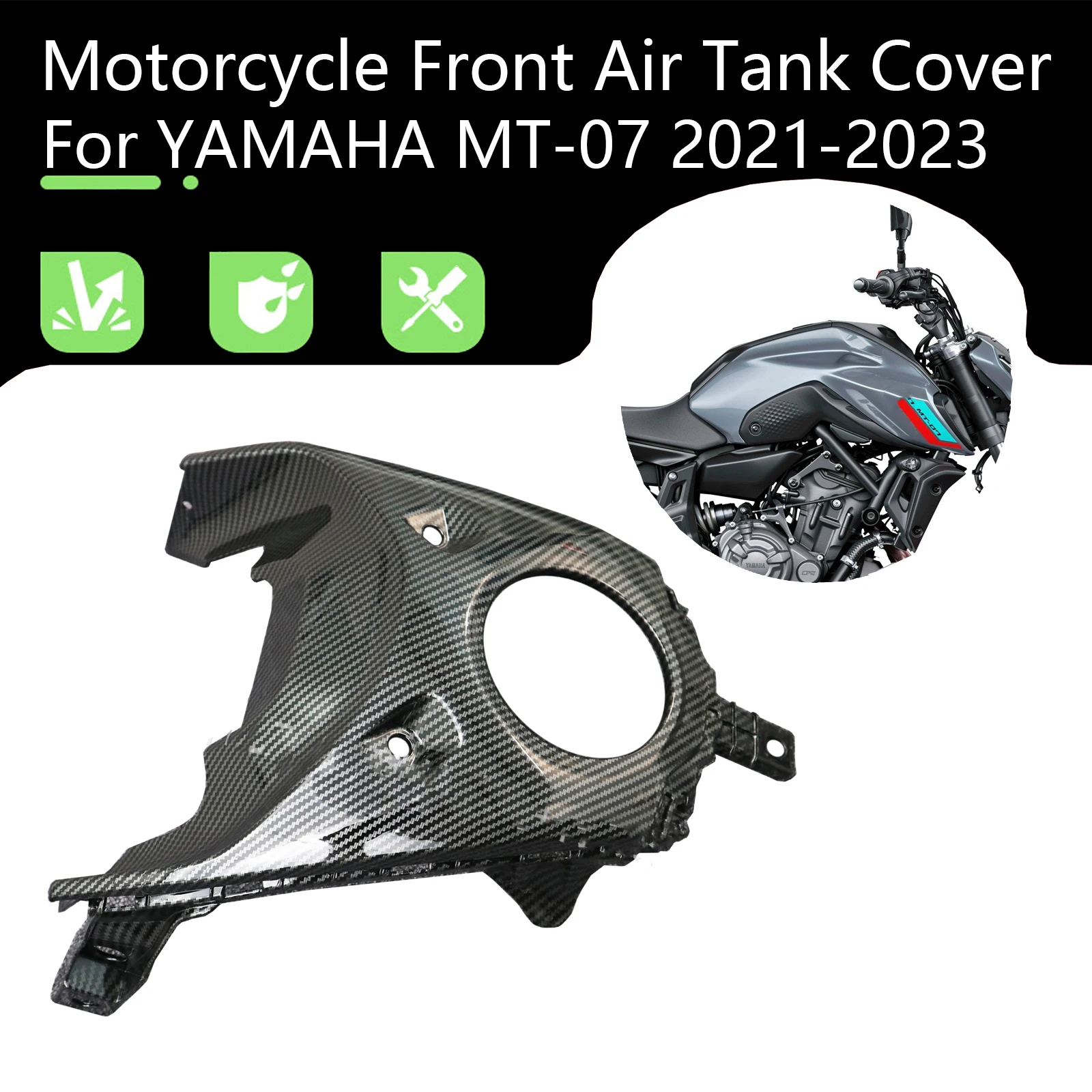 Motorcycle Accessories For YAMAHA MT-07 2021-2023 Front Air Tank Cover Fuel Gas Shell Protector Fit ABS Carbon Fiber Injection