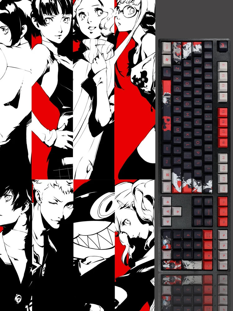 

Аниме Persona 5 108 колпачков для клавиш PBT краска Сублимация Cherry MX перекрестная ось переключатель колпачок для механической клавиатуры