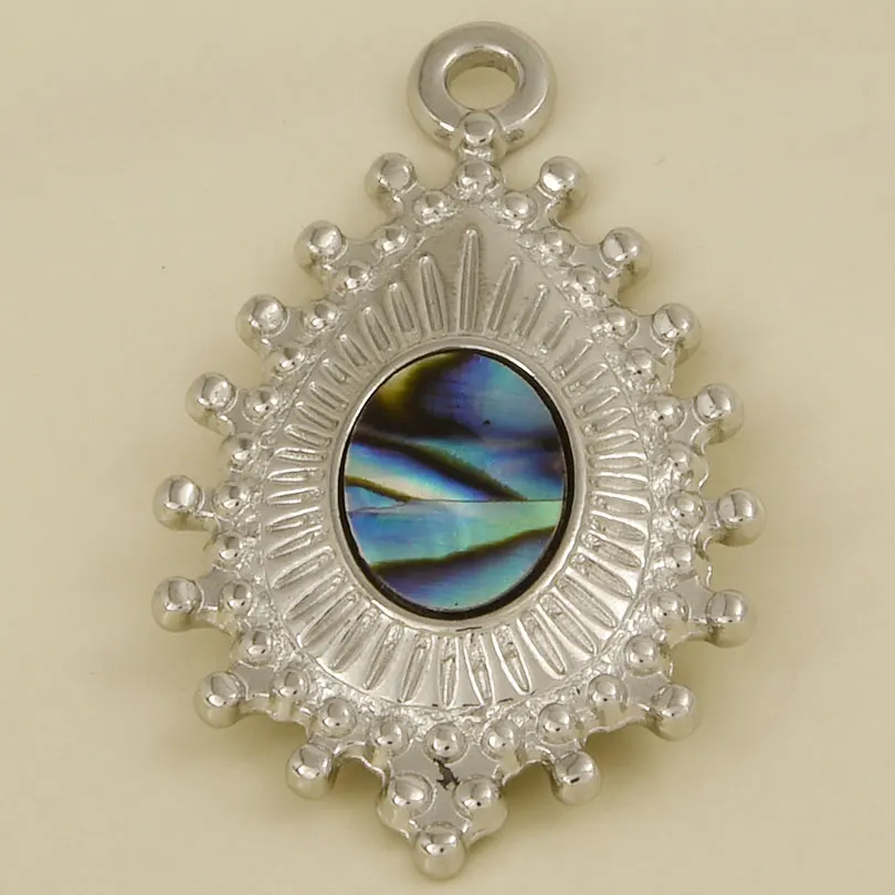 Abalone Shell 3pcs Sun Heart Water Droplets Charm Stainless Steel Pendants For Jewelry Making Supplies Handmade Earring Bracelet