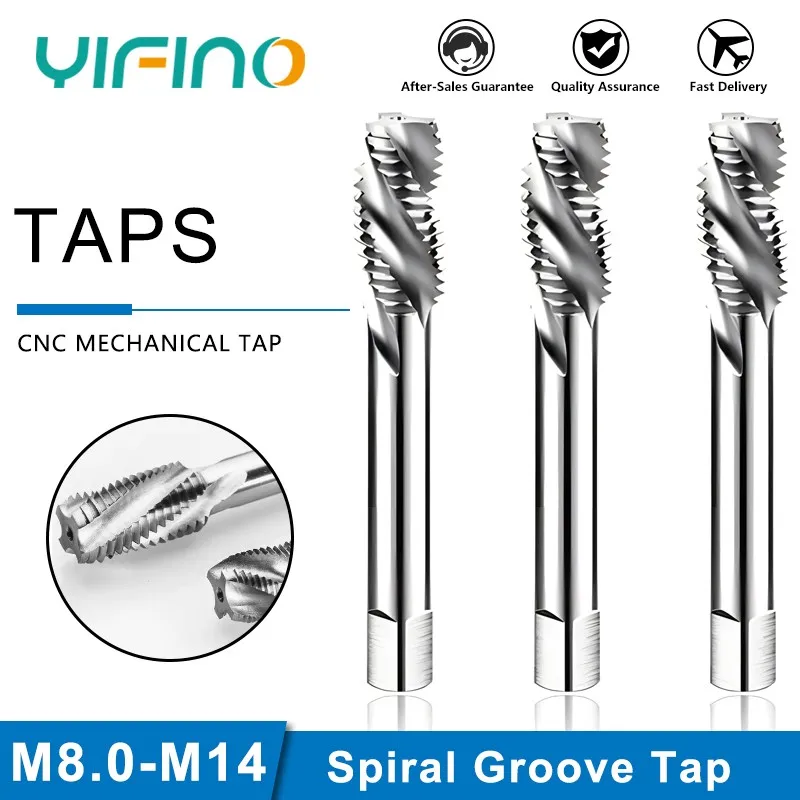 

YIFINO Tungsten Steel Carbides Left Spiral Groove Tap Crossbite CNC Mechanical Maching Tools For Aluminium M8M10M12M14