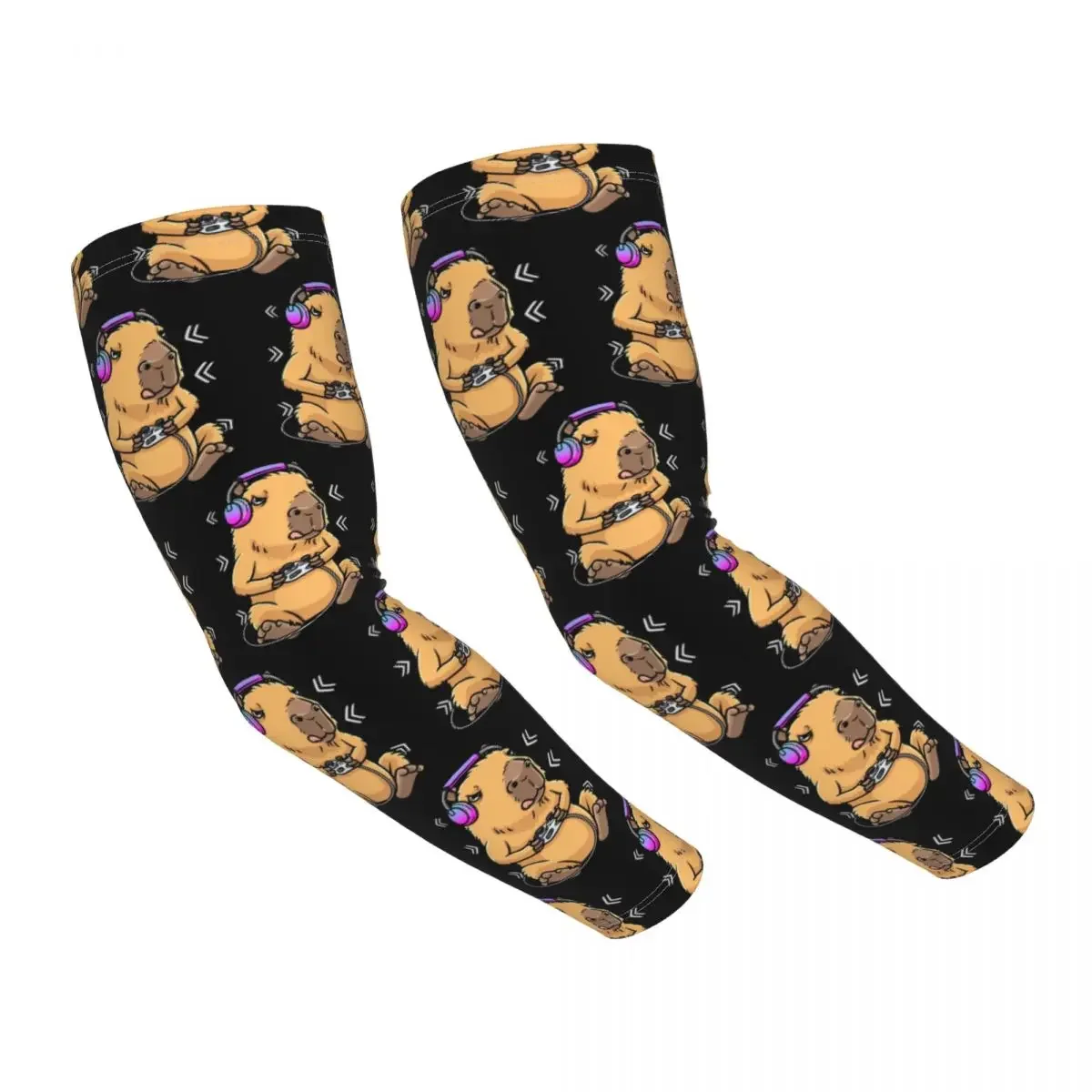Capybara Giant Cavy Rodent Gamer Gaming Arm Sleeves Warmer Men Women UV Sun Protection Tattoo Cover Up Sports Fishing