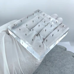 Hight Clear Polished Acrylic Rectangle Piercings Showcase Display 16G 14G Threadless Earrings Ear Stud Jewelry Display Stand