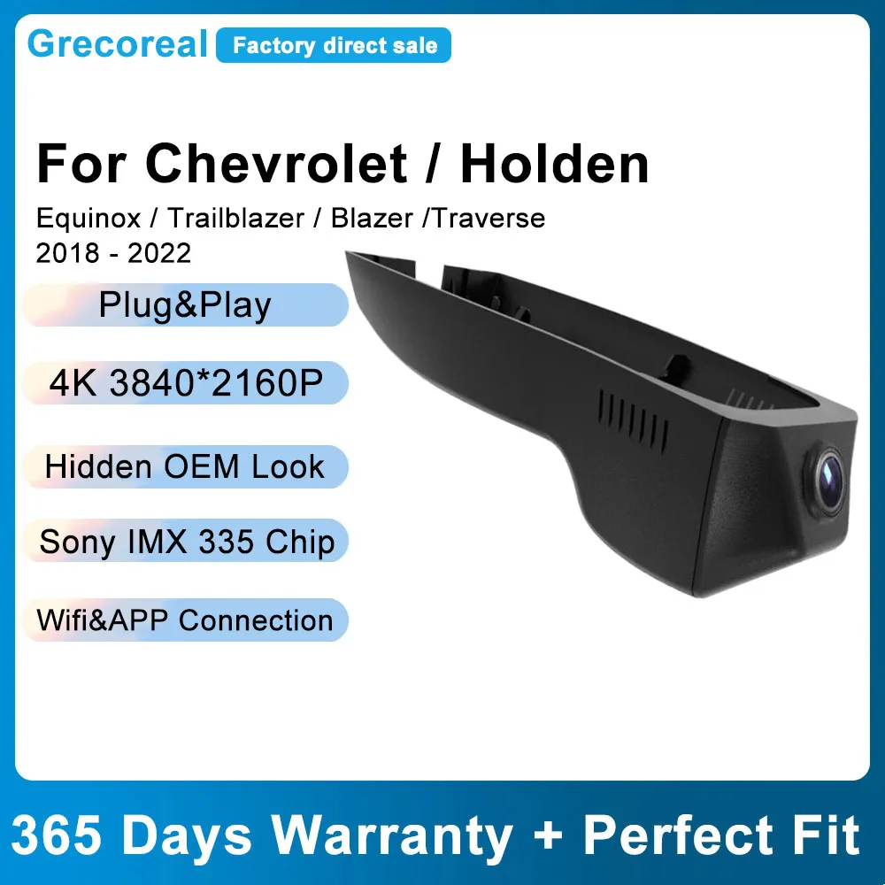 

Grecoreal 4k Wifi Dash Cam Car for Chevrolet Chevy Holden Equinox Trailblazer Blazer 2022 2021 2020 Dual Front Rear Car Dashcam