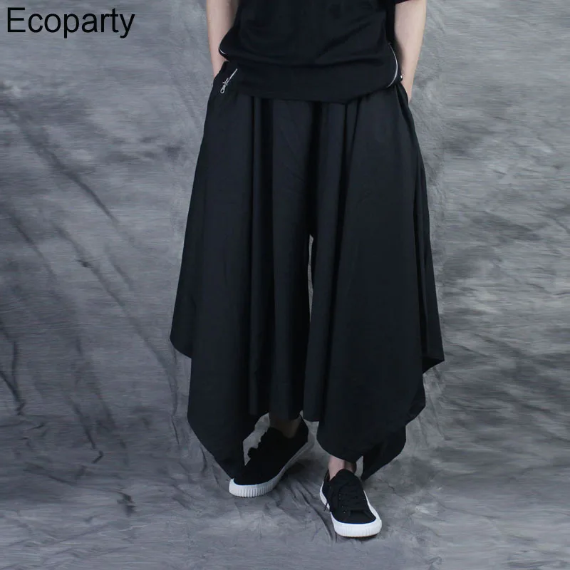 2022 pantaloni Harem moda uomo nero elastico in vita Punk pantaloni irregolari pantaloni Harajuku Hip Pop Streetwear Culottes per uomo