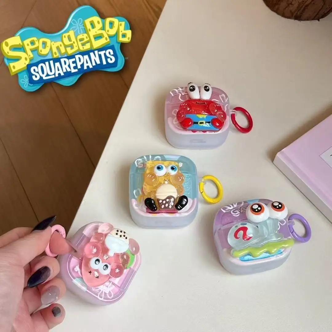 

3D Sponge Bob Cute Cartoon Earphone Case for Apple AirPods 1 2 3 4 Pro Cover Earphone Cover for Airpods Pro3 Pro2 with Hook