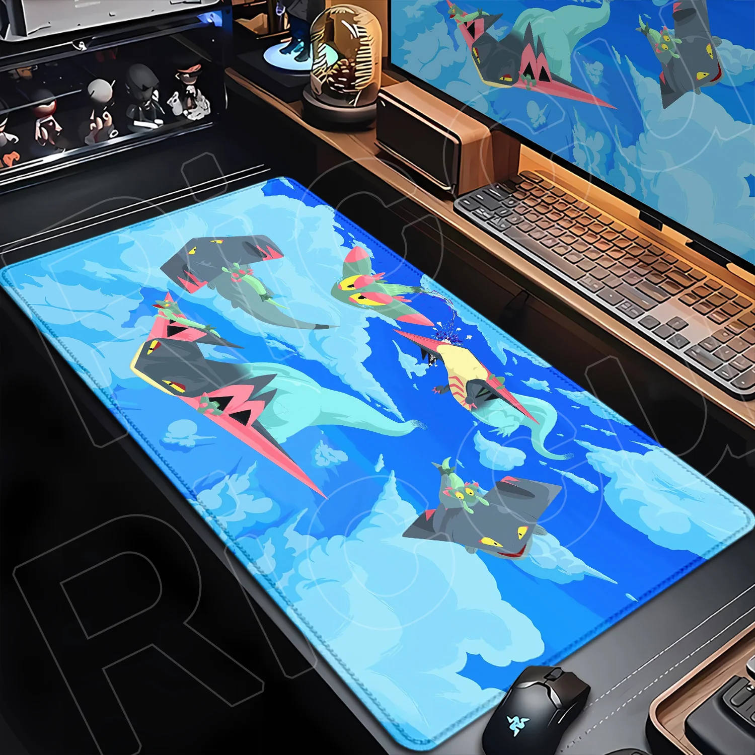 

P-Pokemon Dragapult Mouse Mat Non-slip Rubber Large Desk Mat Anime Cute Gengar Game Mouse Pad Laptop Gaming Cool Table Mousepads