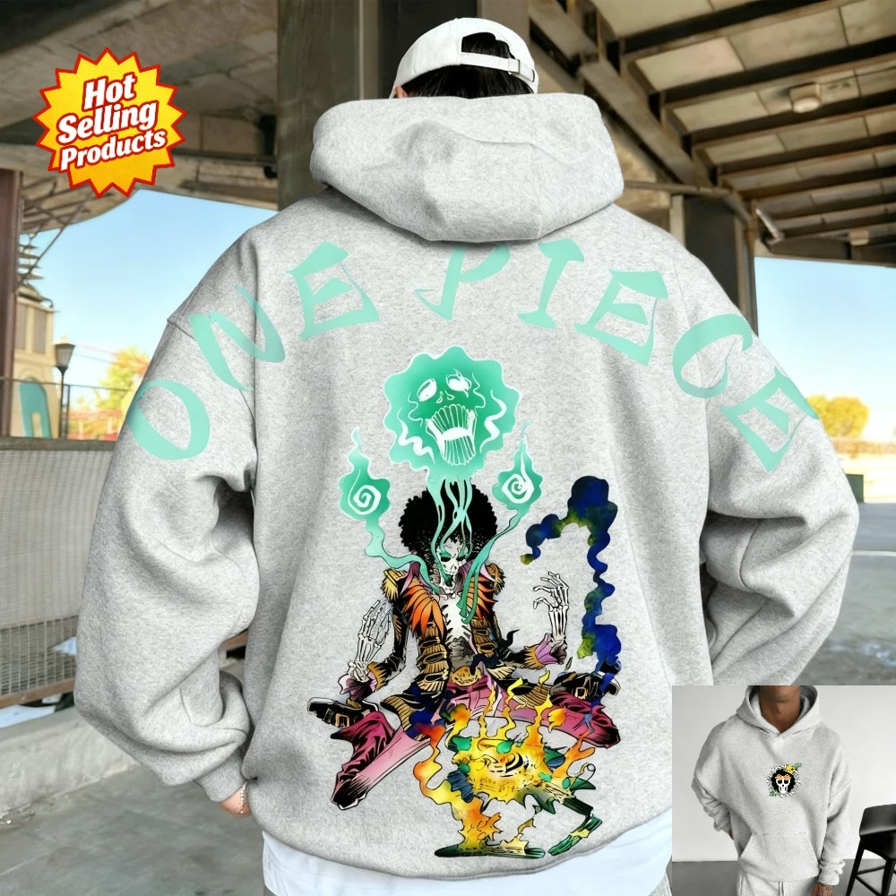 One Piece Hoodie Brook Soul King Anime Sweatshirt Men Women Cotton Oversized Loose Fit Comfort Streetwear Unisex Autumn Winter​