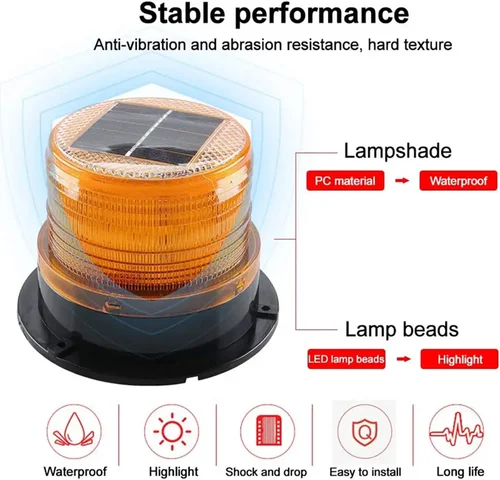 Imagen 2 del producto Luz de advertencia estroboscópica alimentada por energía Solar, imán para techo de coche, luz LED estroboscópica, luz intermitente para coche, camión, accesorio