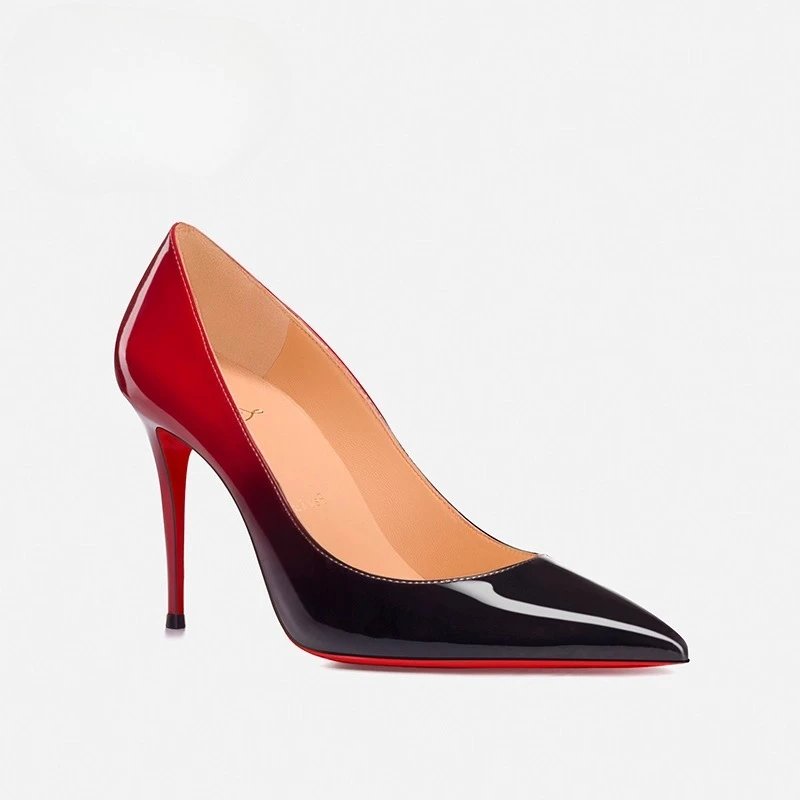 

Original new red and black gradient high heels, sexy socialite work professional women's shoes, fashion model single shoes