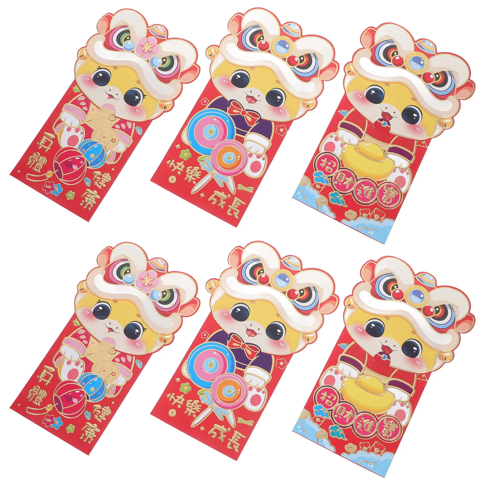 

6 Pcs Cartoon Red Envelope Bag Budgeting Envelopes Lunar New Year Lucky Money Chinese Packet Decorate Wedding Child