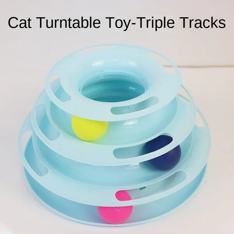 

Pet cat toy Three-layer ball Turntable Cat interactive educational track toy space tower play plate