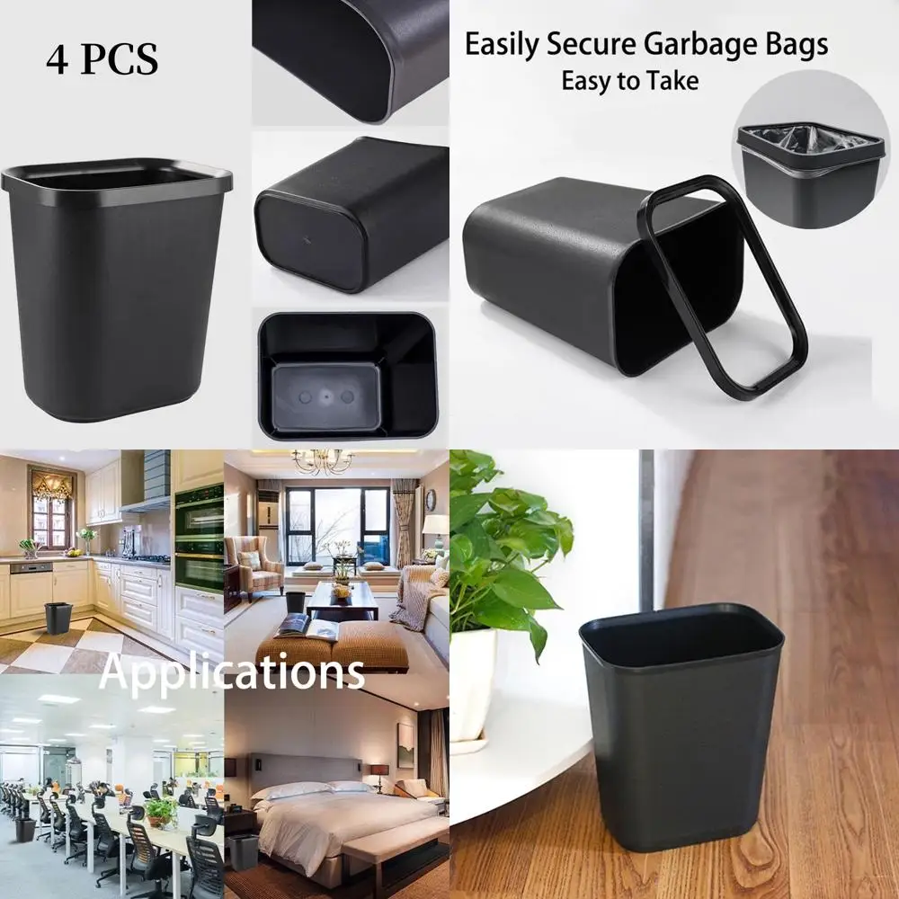 

Compact 4-Pack 2-Gallon Plastic Trash Cans, Ideal for Office, Home, and Kitchen Use, Slim Design for Tight Spaces