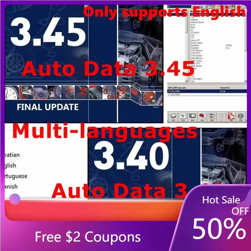 

AutoData 3.45 Only English AutoData 3.41/3.40 Support multiple languages supported Automobile Maintenance Information Software