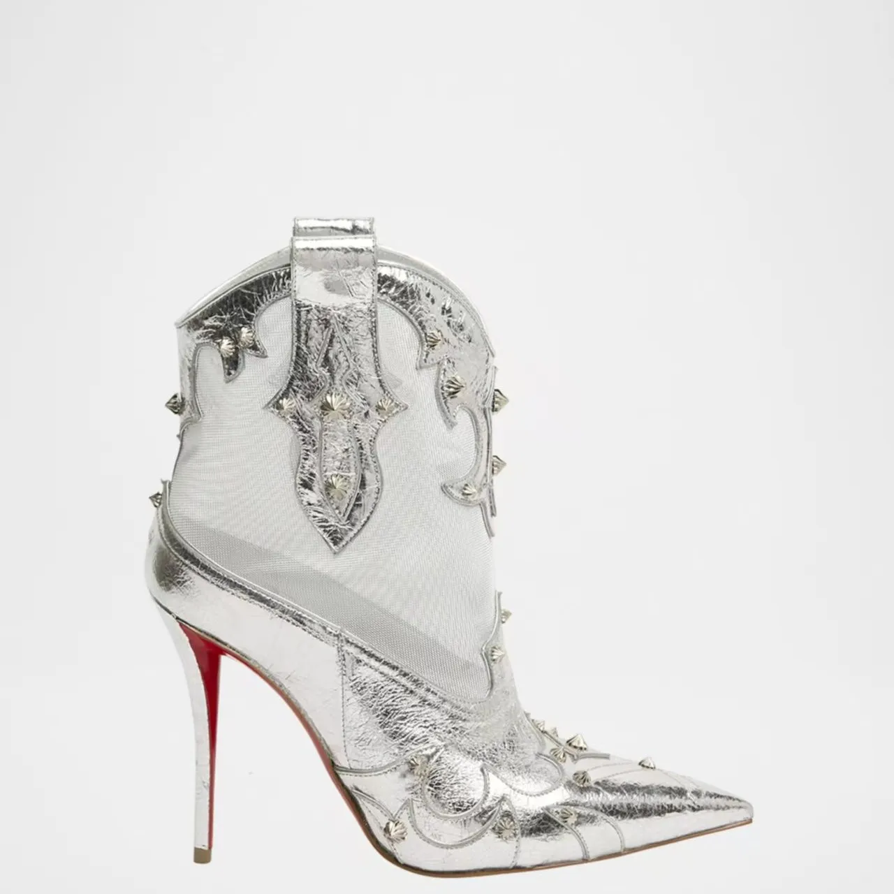 

European and American women's Red Sole sexy rivet mesh short boot Ladies' luxury high-heeled boots