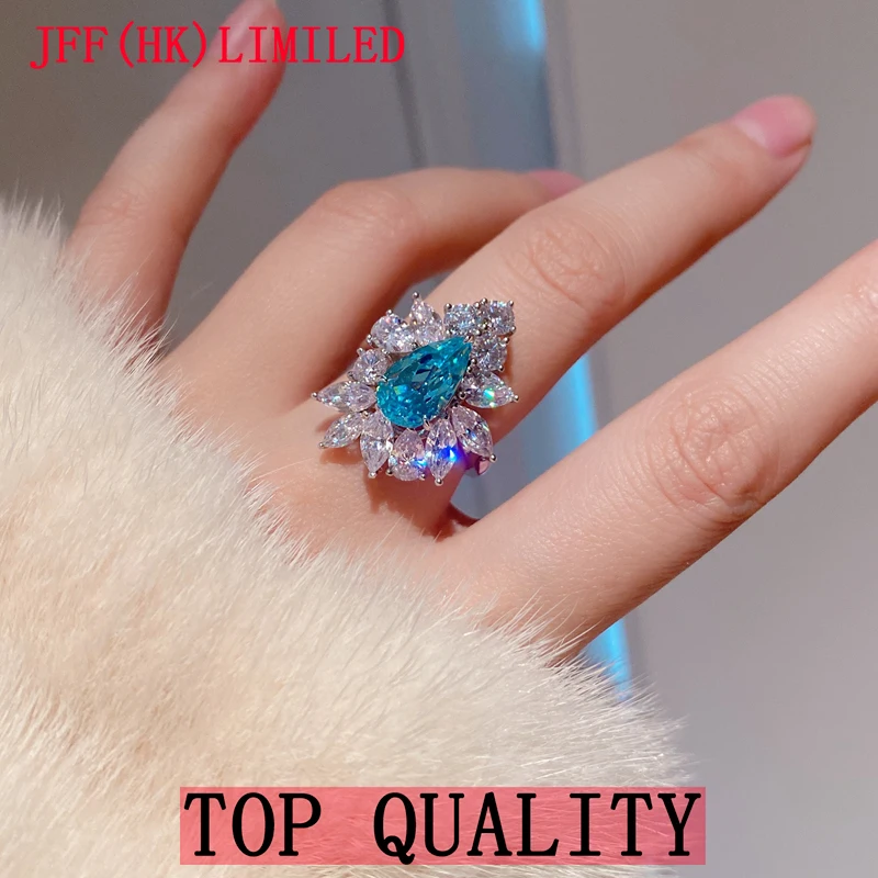 

Premium Colored Gemstone Ring Artificial Blue Gemstone 100% 18K gold 100% 9K Gold Ring Wedding unusual ring