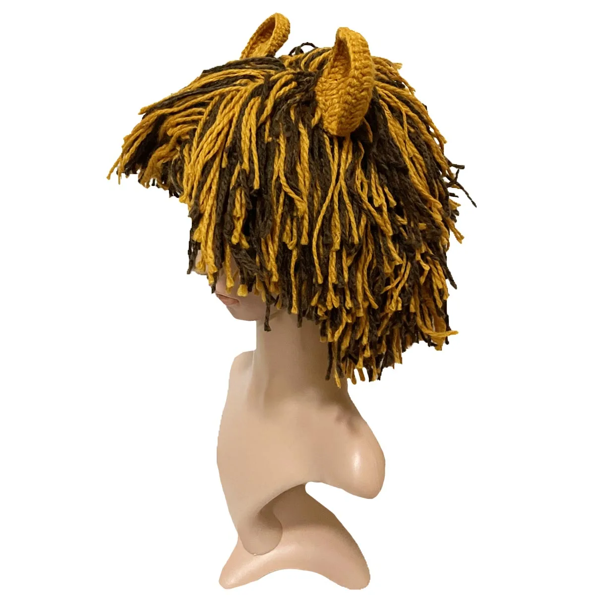 BomHCS  Crazy Lion Hair Beanie Wig Hat Halloween Cosplay Funny Animal Ears Cap