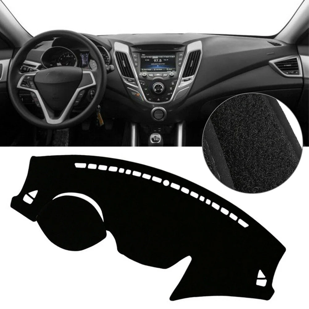 Car Dashboard Dash Mat Dashboad Cover Anti-Sun Pad for HYUNDAI Veloster 2012 2013 2014 2015 2016 2017 Black