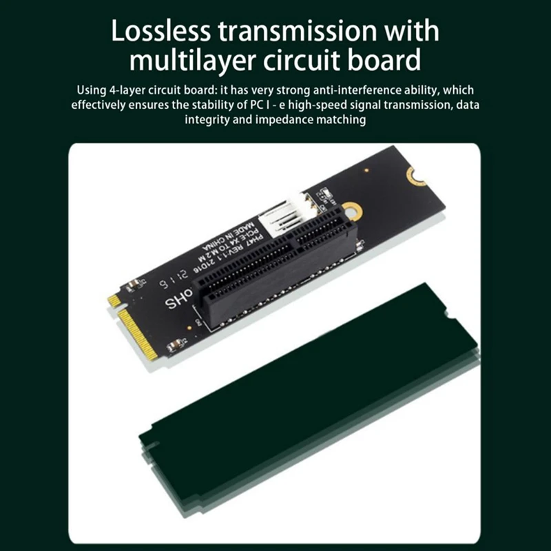 NGFF M.2 To PCI-E 4X Riser Card M2 M Key To Pcie X4 Adapter With LED Indicator SATA Power Riser For Bitcoin Mining