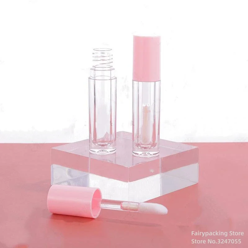 5ml 8ml INS Style Transparent Large Brush Rod Lip Gloss Tube White Pink Round Lip Glaze Tube Packaging Comestic Container