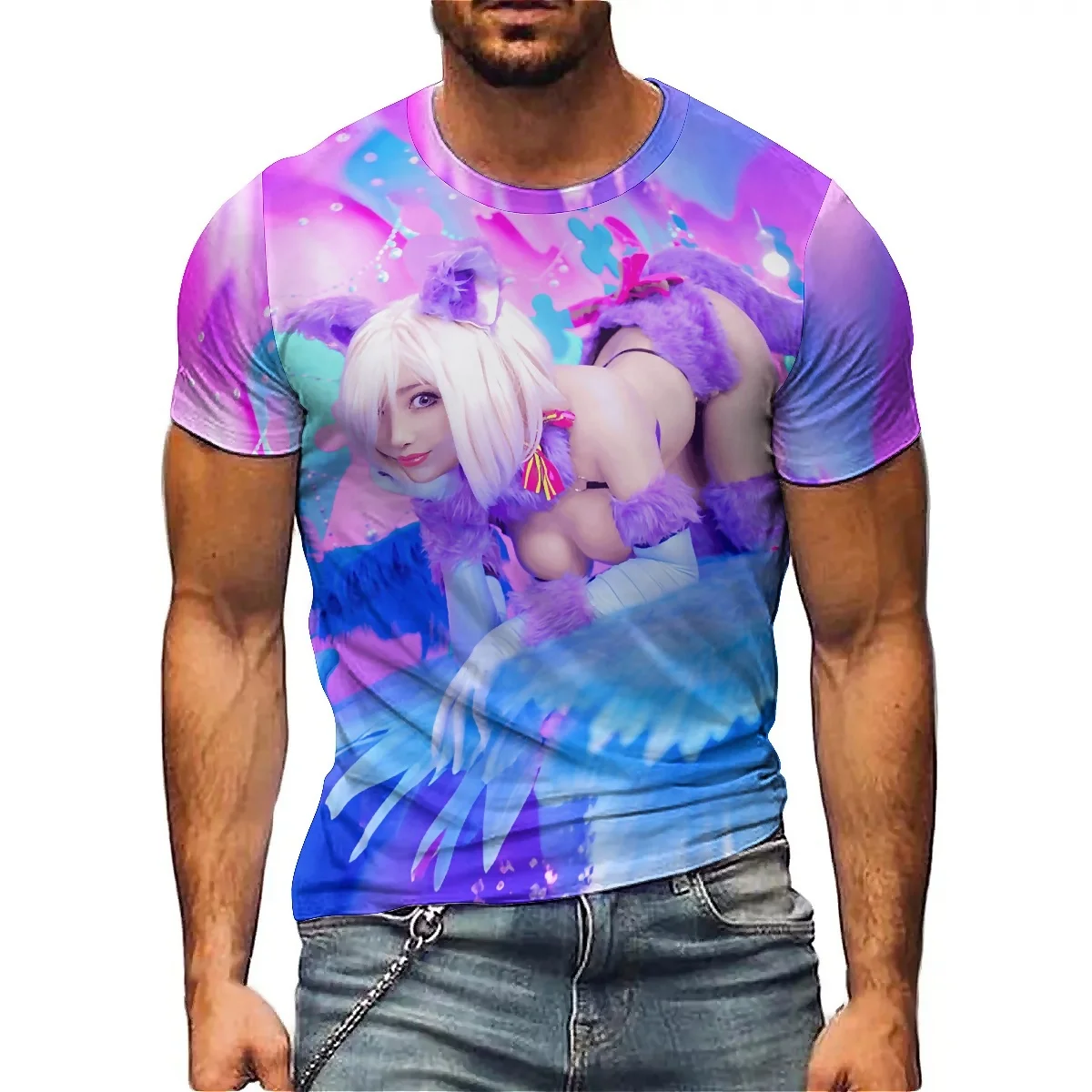 

Cool & Lightweight American Style Men's 3D Printed Short-Sleeve T-Shirt - Full-Body Print Top