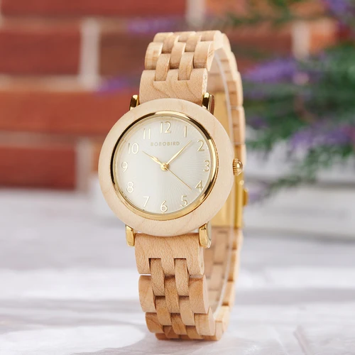BOBO BIRD Reloj de madera para mujer 2025, nuevo reloj de pulsera elegante de cuarzo para damas y niñas, reloj de madera Natural, regalo para novia